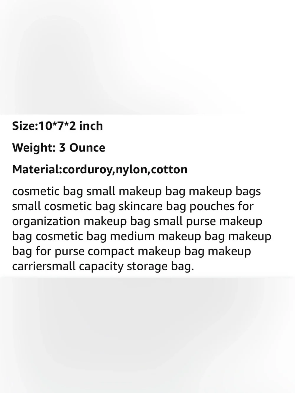 Corduroy Cosmetic Makeup Bag Smile Print